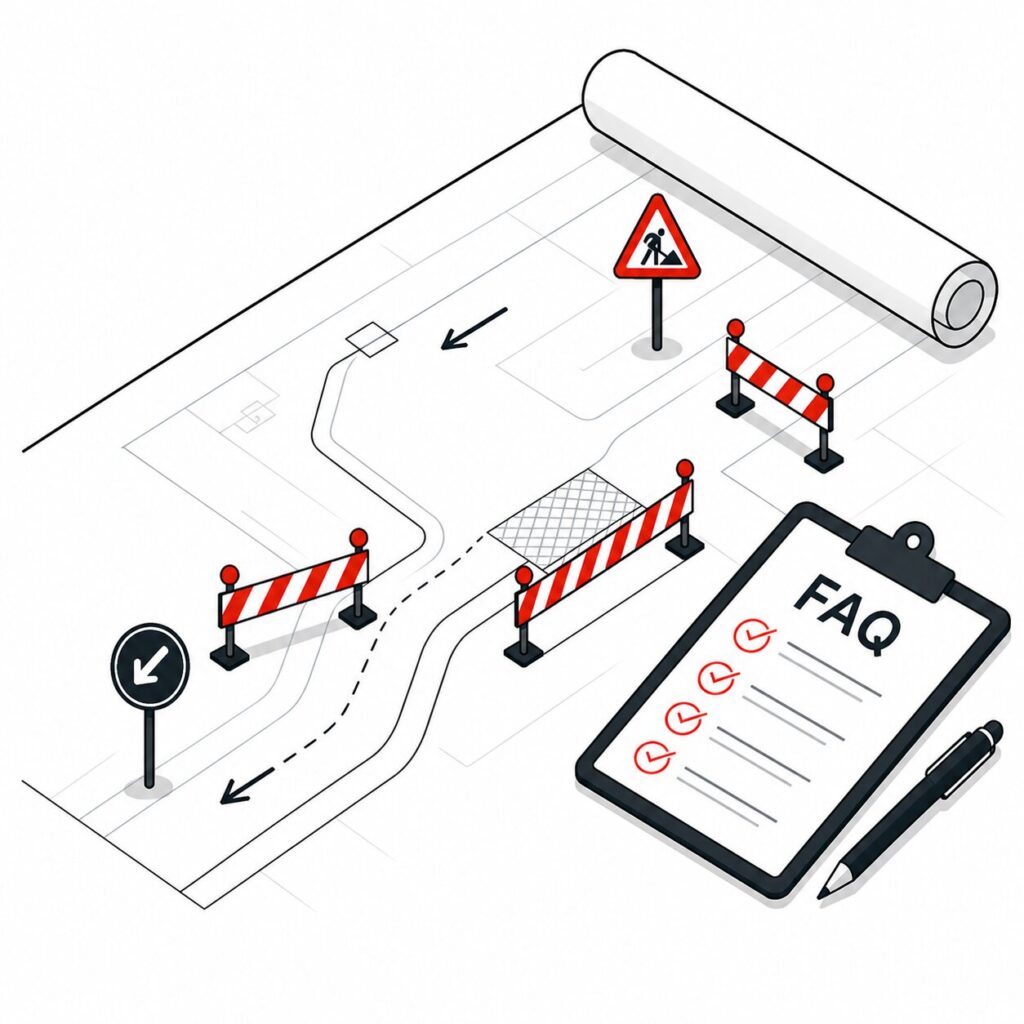 Illustration zur Verkehrsplanung und Baustellensicherung für Verkehrszeichenpläne
